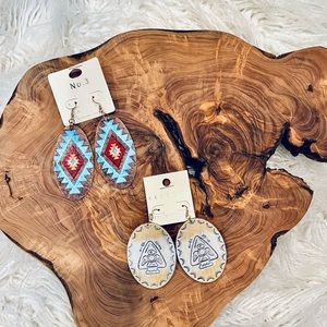 Southwest faux suede earrings- Brand New